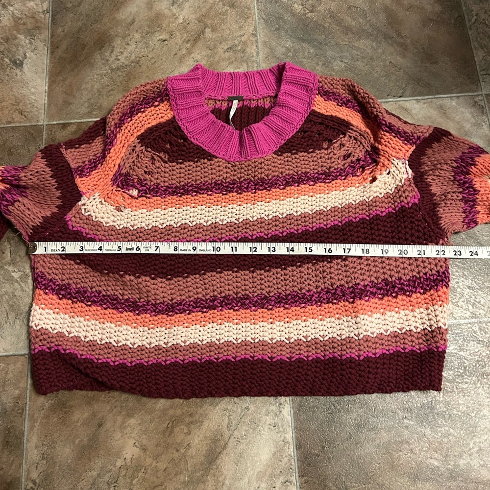 Free People Devon Stripe Crop Sweater In Nocolor size small - Picture 10 of 11